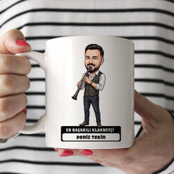  - Klarnetçi Müzisyen Erkek Karikatürlü Kupa Bardak