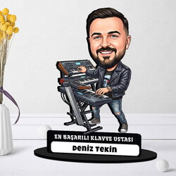  - Klavye Ustası Müzisyen Erkek Karikatürlü Biblo