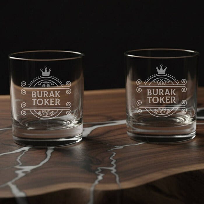 Kral Tacı Orijinal İsimli İkili Viski Kadehi