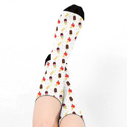 Külah Dondurma Tasarımlı Kadın Çorap - Thumbnail