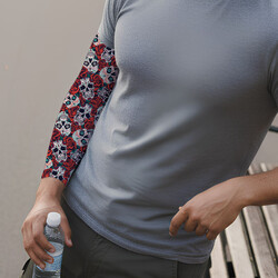  - Kuru Kafa ve Çiçekler Tasarımlı Erkek Kol Çorabı