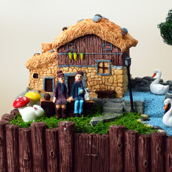 Kütük Taş Ev Minyatür Bahçe - Thumbnail