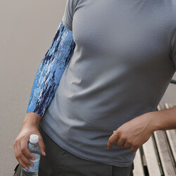  - Mavi Boya Efektli Kamuflaj Desenli Kol Çorabı