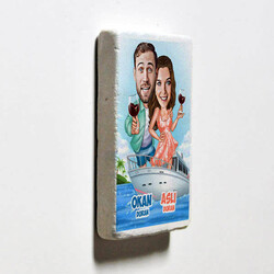  - Mavi Tur Karikatürlü Taş Buzdolabı Magneti