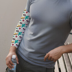  - Meksikalı Kuru Kafa Desenli Kol Çorabı