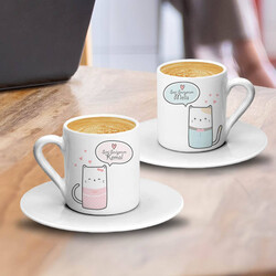 Minnoş Kedicikler İkili Kahve Fincanı - Thumbnail