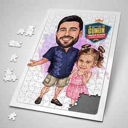  - Mükemmel Baba ve Kızı Karikatürlü Puzzle