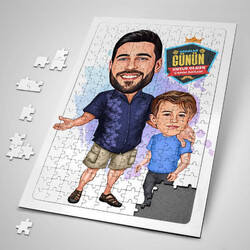  - Mükemmel Baba ve Oğlu Karikatürlü Puzzle