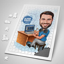  - Müzik Aşığı Erkek Karikatürlü Puzzle