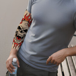  - Öfkeli Kuru Kafa Tasarımlı Erkek Kol Çorabı