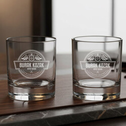  - Orijinal Tasarımlı İsimli ve Mesajlı İkili Viski Kadehi