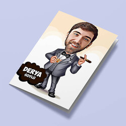 Patron Keyfi Karikatürlü Tebrik Kartı - Thumbnail