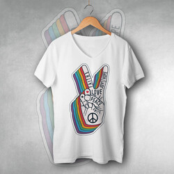  - Peace Tasarımlı Unisex Tişört