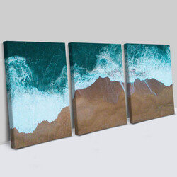 Plaj 3 Parçalı Kanvas Tablo - Thumbnail