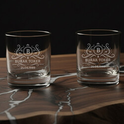 - Premium Kaliteli İsimli ve Tarihli İkili Viski Kadehi