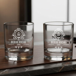 - Premium Tasarımlı İsimli ve Tarihli İkili Viski Kadehi