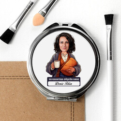 Rahatına Düşkün Anne Karikatürlü Makyaj Aynası - Thumbnail