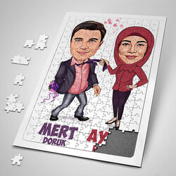  - Sen Hayatımın Anlamısın Sevgilim Karikatürlü Puzzle