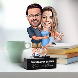 Seninle Mutluluğa Koşalım Karikatürlü Biblo - Thumbnail