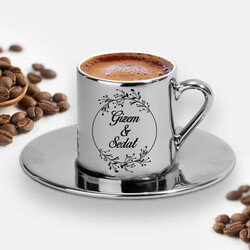 Sevgililere Özel Gümüş Renk Kahve Fincanı - Thumbnail
