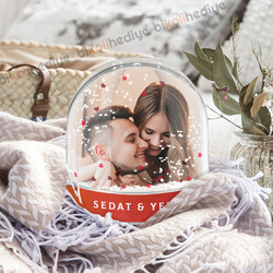 Sevgiliye Hediye Fotoğraflı Kar Küresi - Thumbnail