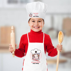 Sevimli Chef İsme Özel Şapkalı Mutfak Önlüğü - Thumbnail
