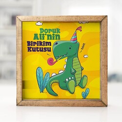Sevimli Dinozor Çerçeveli Çocuk Kumbarası - Thumbnail