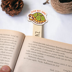 Sevimli Kaplumbağa İsimli Ahşap Kitap Okuma Ayracı - Thumbnail