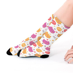 Sevimli Kedi Desenli Çorap - Thumbnail