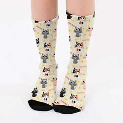  - Sevimli Kedicik Tasarımlı Kadın Çorap