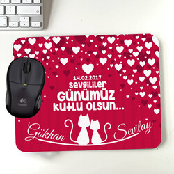  - Sevimli Kediler ve Aşk Kalpleri Mousepad