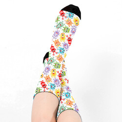 Sevimli Uzaylılar Tasarım Kadın Çorabı - Thumbnail