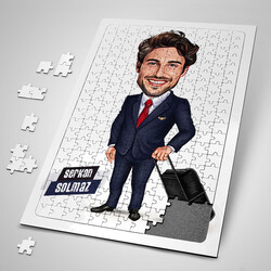  - Seyahate Çıkan Erkek Karikatürlü Puzzle