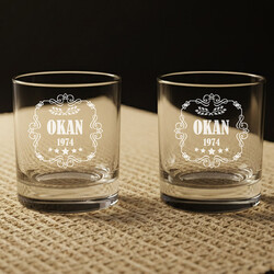 - Şık Tasarımlı İsimli ve Tarihli İkili Viski Bardağı