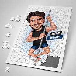  - Sırıkla Atlayan Erkek Karikatürlü Puzzle