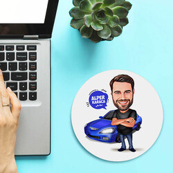  - Spor Araba Aşığı Erkek Karikatürlü Mousepad