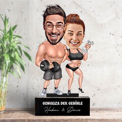 Sporcu Çiftler Karikatürlü Biblo - Thumbnail