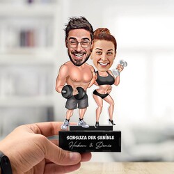 Sporcu Çiftler Karikatürlü Biblo - Thumbnail