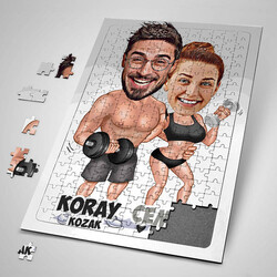  - Sporcu Çiftler Karikatürlü Puzzle