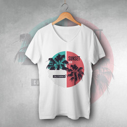  - Sunset California Tasarım Unisex Tişört