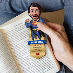 Süper Adam Karikatürlü Kitap Okuma Ayracı - Thumbnail