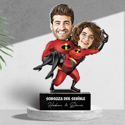 Süper Kahraman Sevgililer Karikatürlü Biblo - Thumbnail
