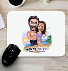  - Tatildeki Sevgililer Karikatürlü Mouse Pad