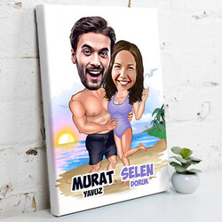  - Tatildeyiz Karikatürlü Kanvas Tablo