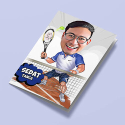  - Tenis Oynayan Erkek Karikatürlü Tebrik Kartı