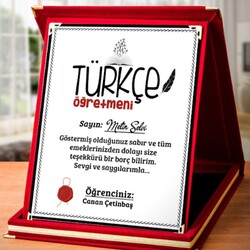  - Türkçe Öğretmenine Hediye Plaket