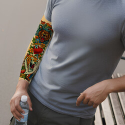  - Vahşi Orman Figürleri Dövme Etkili Erkek Kol Çorabı