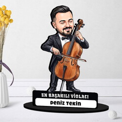  - Violacı Müzisyen Erkek Karikatürlü Biblo