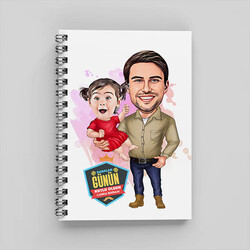  - Yakışıklı Baba ve Kızı Karikatürlü Defter