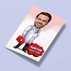  - Yakışıklı Erkek Doktor Karikatürlü Tebrik Kartı